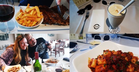 We kept an eye on the queues outside the voting stations all day, then decided on lunch at the Italian Club before making our mark. See the ribs and chips, red wine, gnocchi bolognaise and my coffee shake.